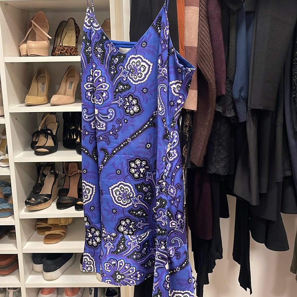 Caroline Constas Blue Paisley Dress, Size Small